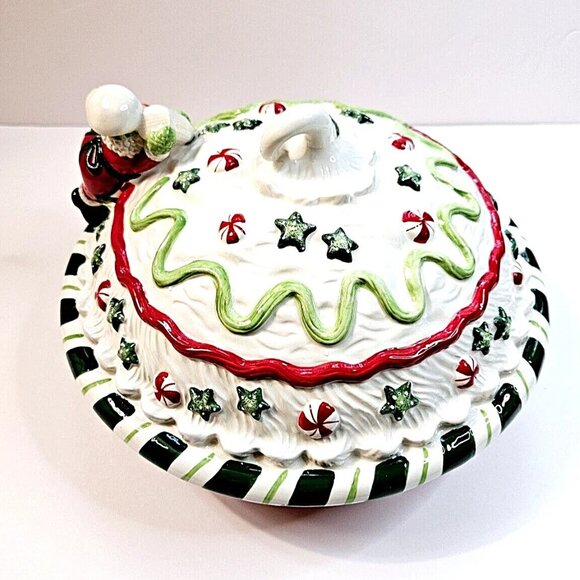 Fitz and Floyd Santa's Kitchen Pie Keeper Ceramic Christmas New In Original Box - Picture 4 of 16
